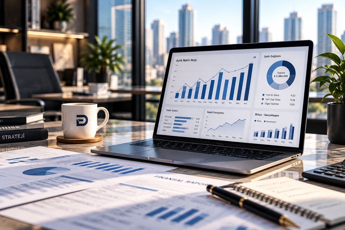Dizüstü bilgisayarda finansal grafik raporu